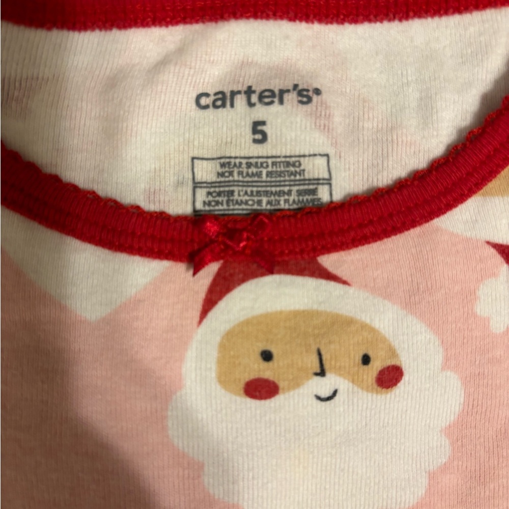 Carters size 5 (fits like a 4) toddlers Christmas pajamas good used condition
